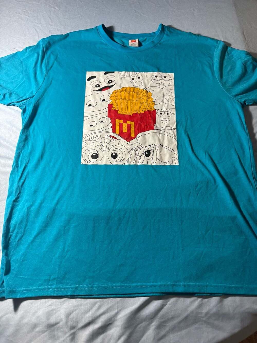 McDonald's T-Shirt Blue Fries Design 2XL Large T-Shirt 60% Cotton 40% Polyester